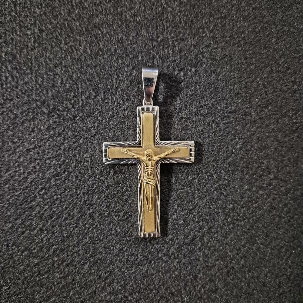 Crucifix Men's Stainless Steel Cross Pendant - Picture 3 of 3